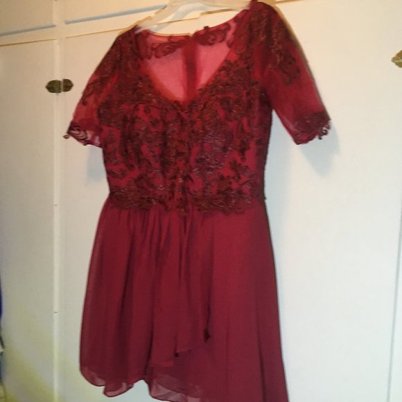 Gorgeous Fit and Flair Short Burgundy Dress - Picture 11 of 15